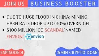 Bitcoin Hash Rate Drop Upto 30% ! $100 Million ICO Scandal "ENVION" (Watch Our 5 Min Every day)