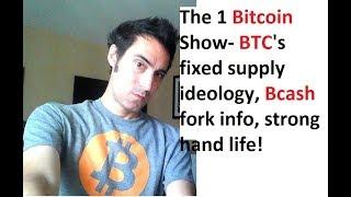 The 1 Bitcoin Show- BTC's fixed supply ideology, Bcash fork info, strong hand life